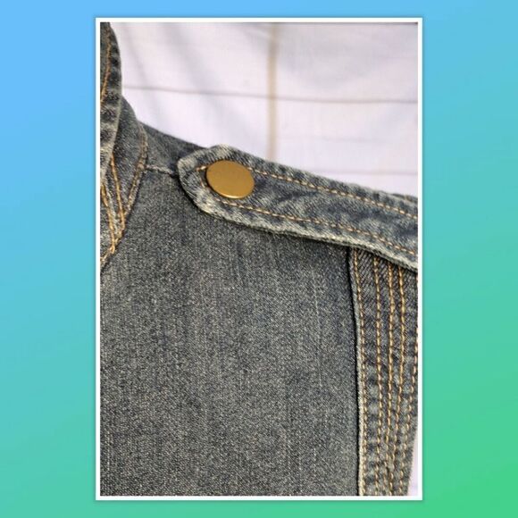 NWT CJ Banks Denim Vest 80's 90's themed Blue Jean 100% Cotton Zipper Front Zip - Picture 4 of 6
